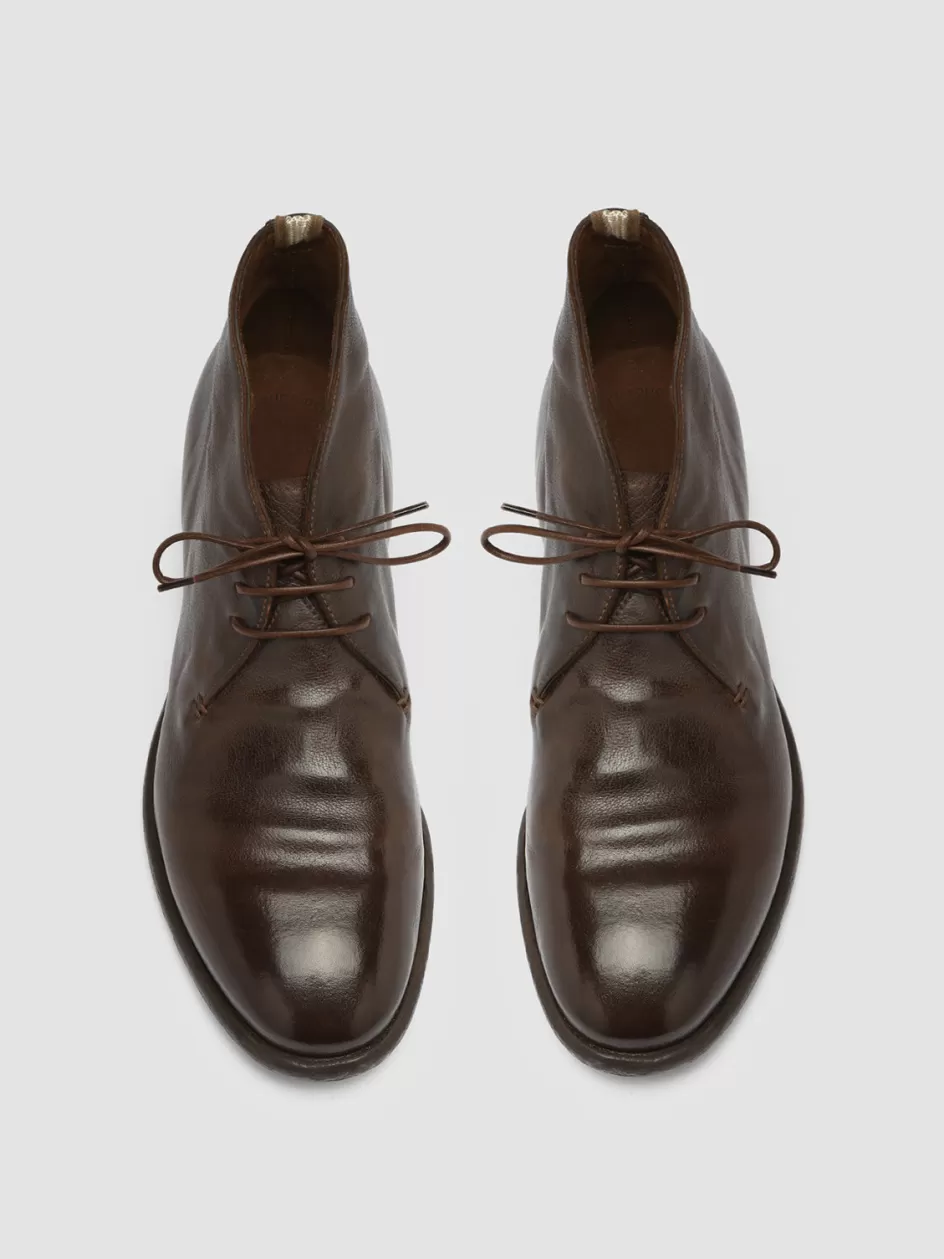 Officine Creative Ankle Boots>CETON 685 - Brown Leather Chukka Boots CIGAR