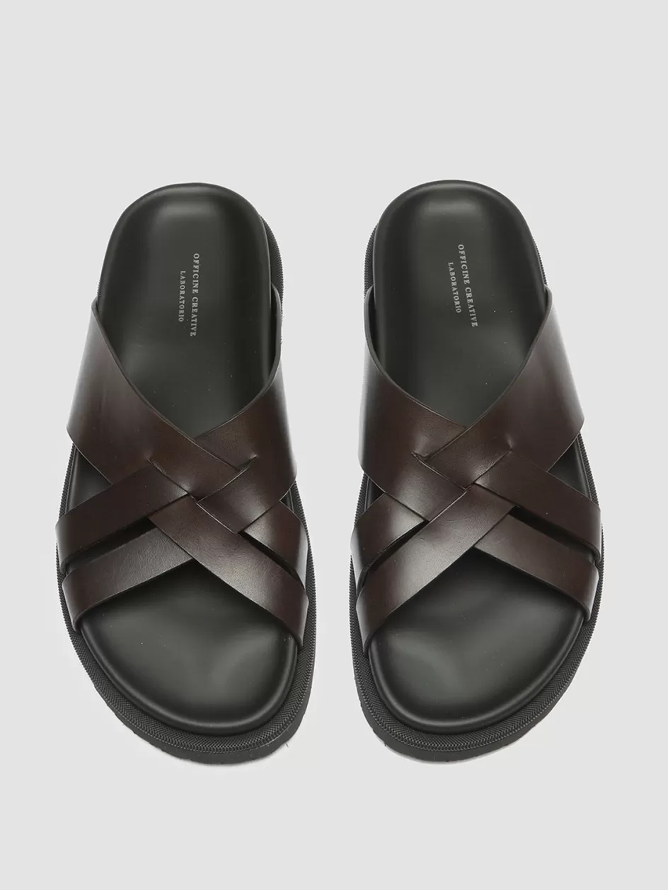 Officine Creative Sandals>CHARRAT 003 - Brown Leather Sandals COFFEE