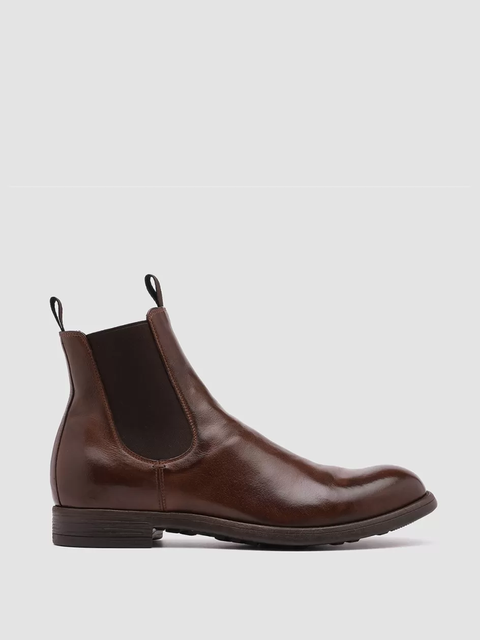 Officine Creative Ankle Boots>CHRONICLE 002 - Brown Leather Chelsea Boots CIGAR