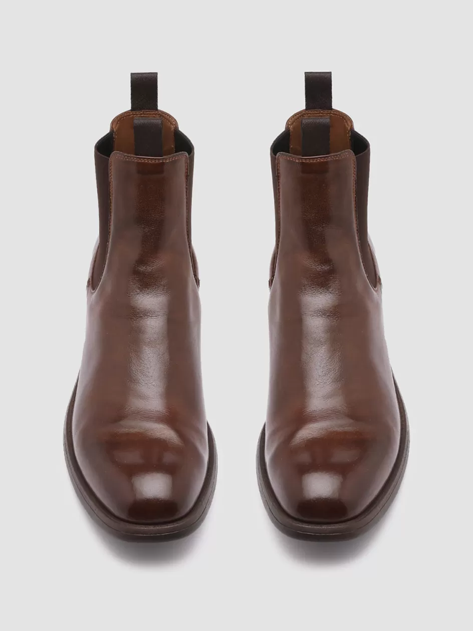 Officine Creative Ankle Boots>CHRONICLE 002 - Brown Leather Chelsea Boots CIGAR