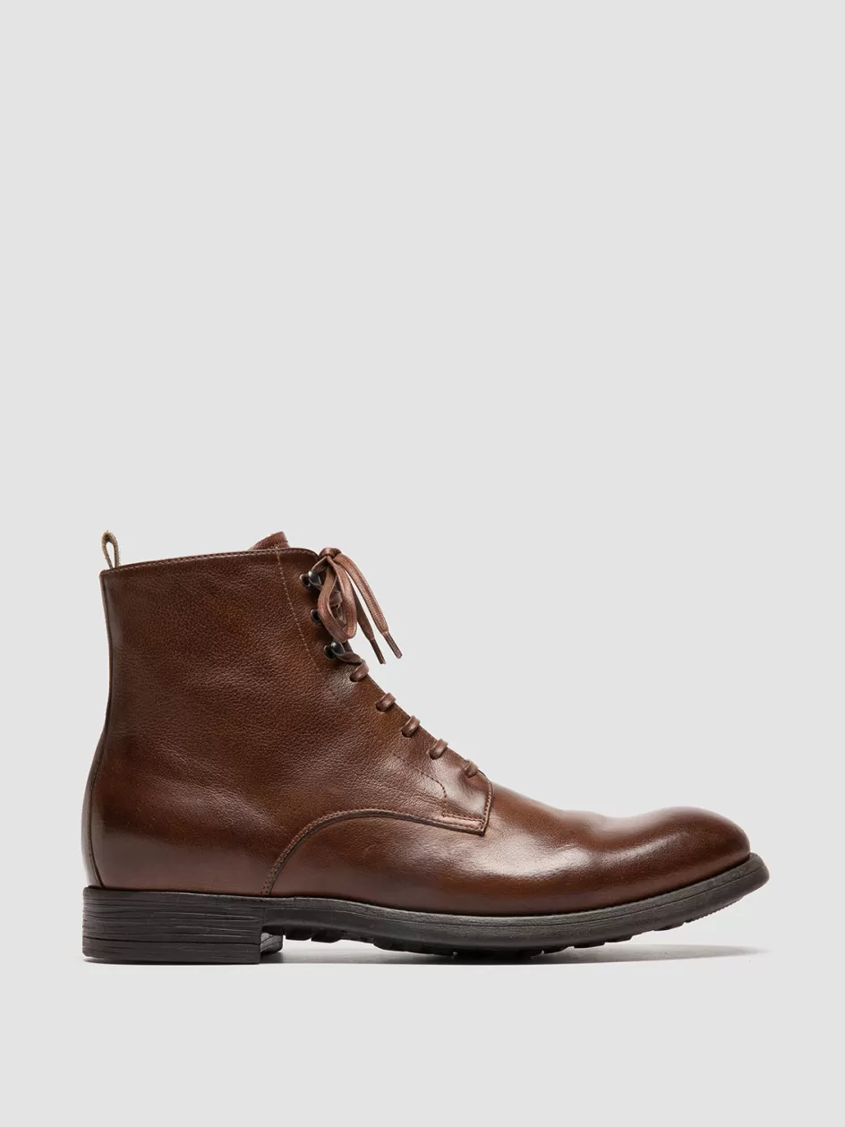 Officine Creative Ankle Boots>CHRONICLE 004 - Brown Leather Lace Up Boots LIGHT BROWN