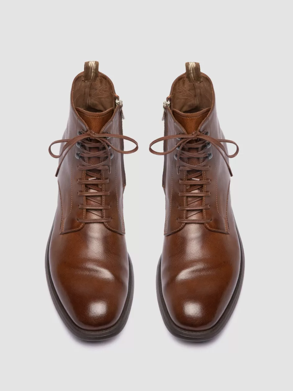 Officine Creative Ankle Boots>CHRONICLE 004 - Brown Leather Lace Up Boots LIGHT BROWN