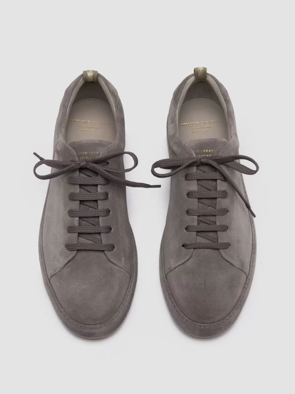 Officine Creative Suede Selection | Sneakers>COVERED 001 - Grey Suede Low Top Sneakers PIOMBO