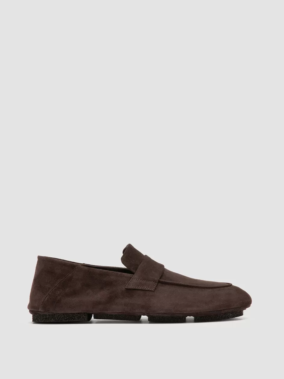 Officine Creative Suede Selection | Loafers>C-SIDE 001 - Brown Suede Loafers TESTA DI MORO