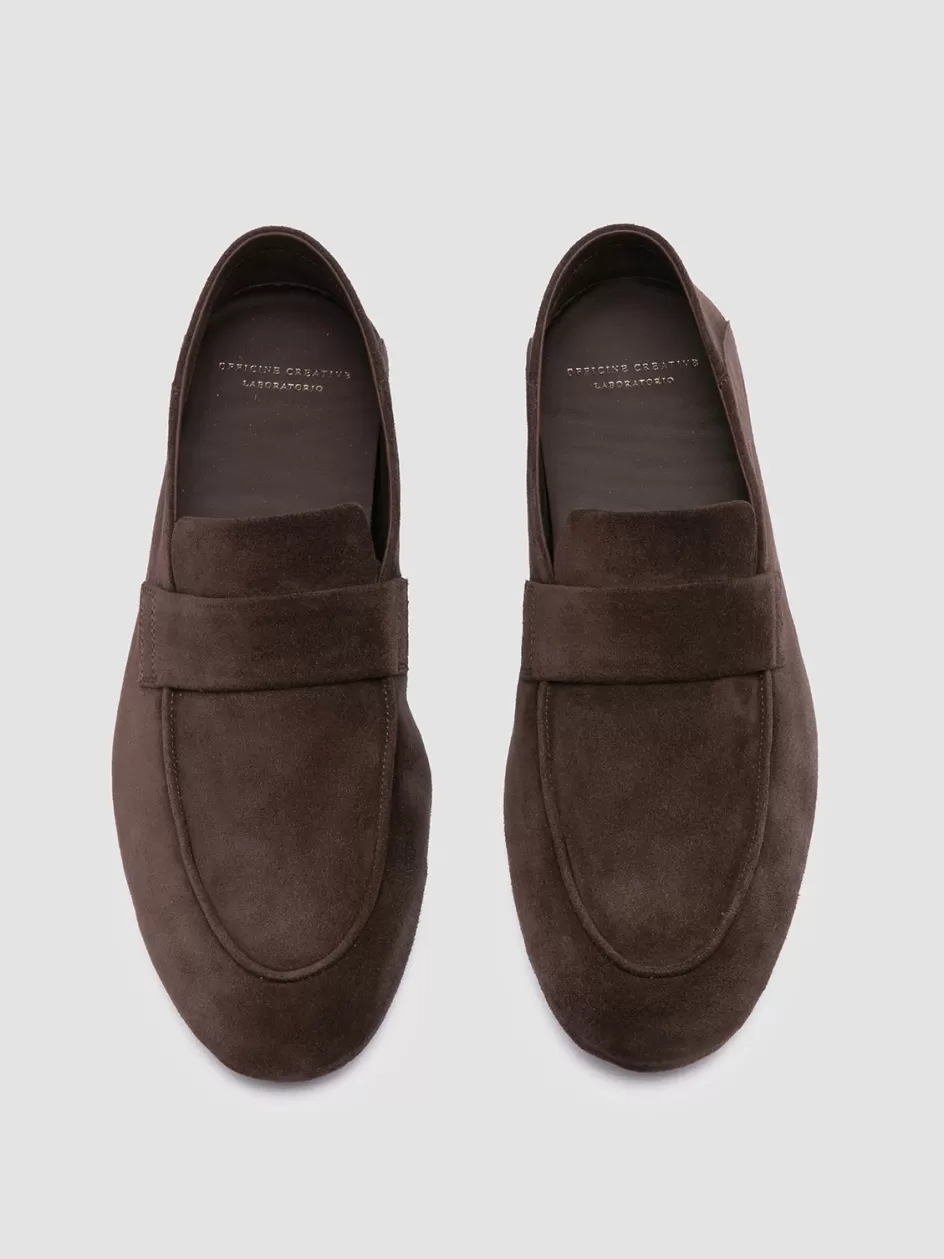 Officine Creative Suede Selection | Loafers>C-SIDE 001 - Brown Suede Loafers TESTA DI MORO