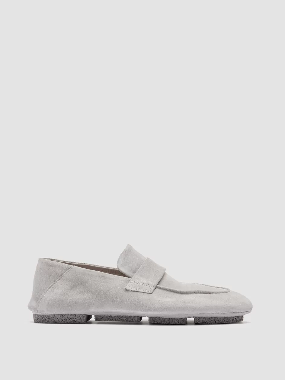 Officine Creative Suede Selection | Loafers>C-SIDE 101 - Grey Suede Loafers LIGHT GREY