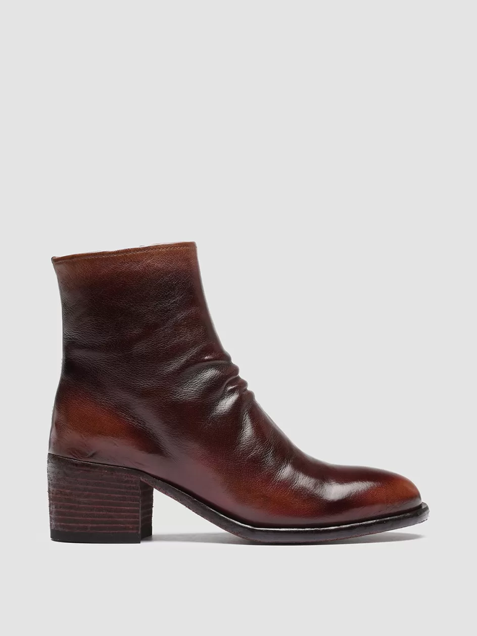 Officine Creative High Heels Booties | Boots & Booties>DENNER 101 - Burgundy Leather Ankle Boots TOBACCO/BURGUNDY