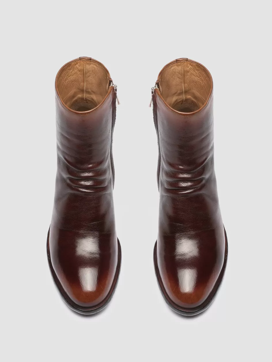 Officine Creative High Heels Booties | Boots & Booties>DENNER 101 - Burgundy Leather Ankle Boots TOBACCO/BURGUNDY