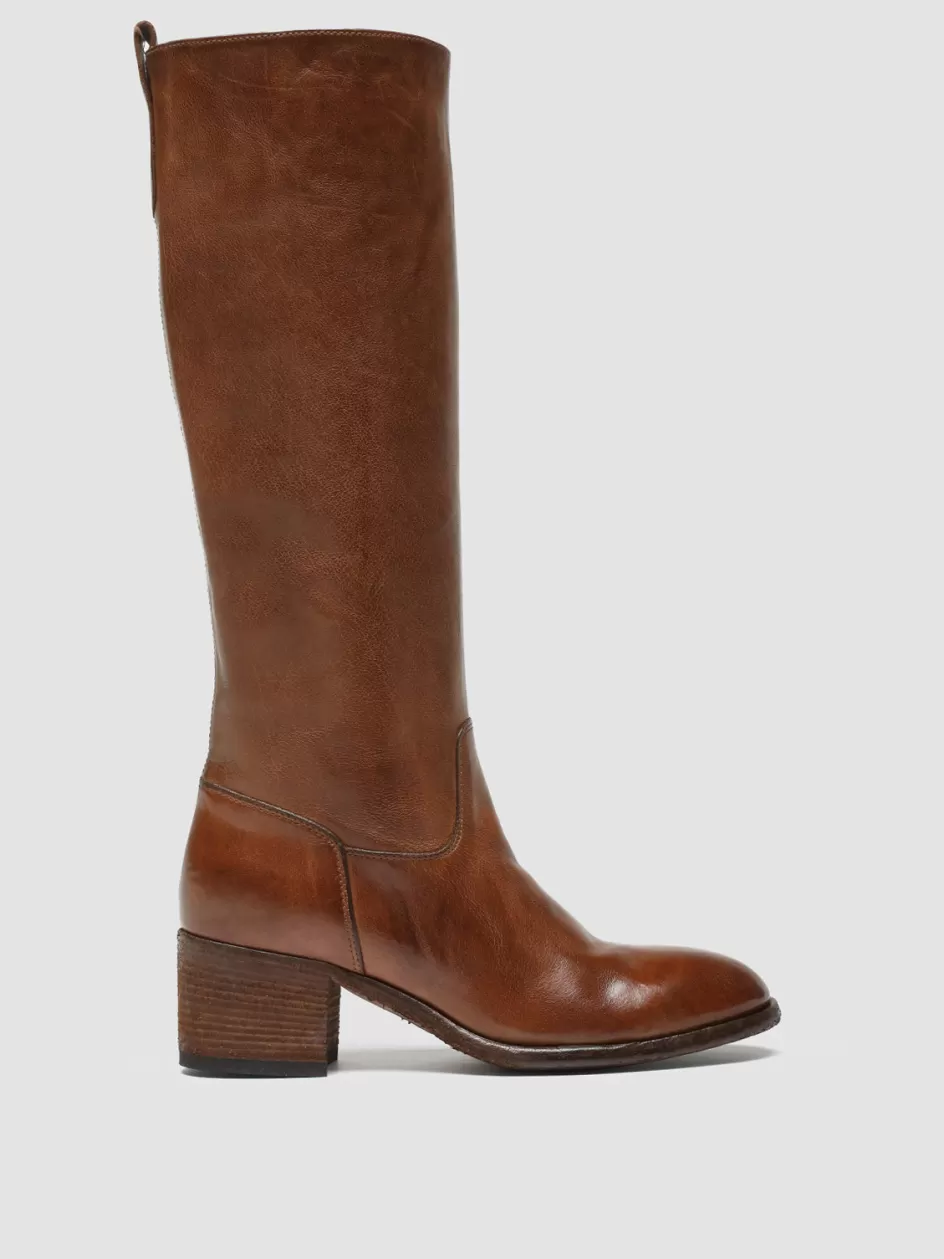 Officine Creative High Heels Booties | Boots & Booties>DENNER 116 - Brown Leather Zip Boots SAVAUGE