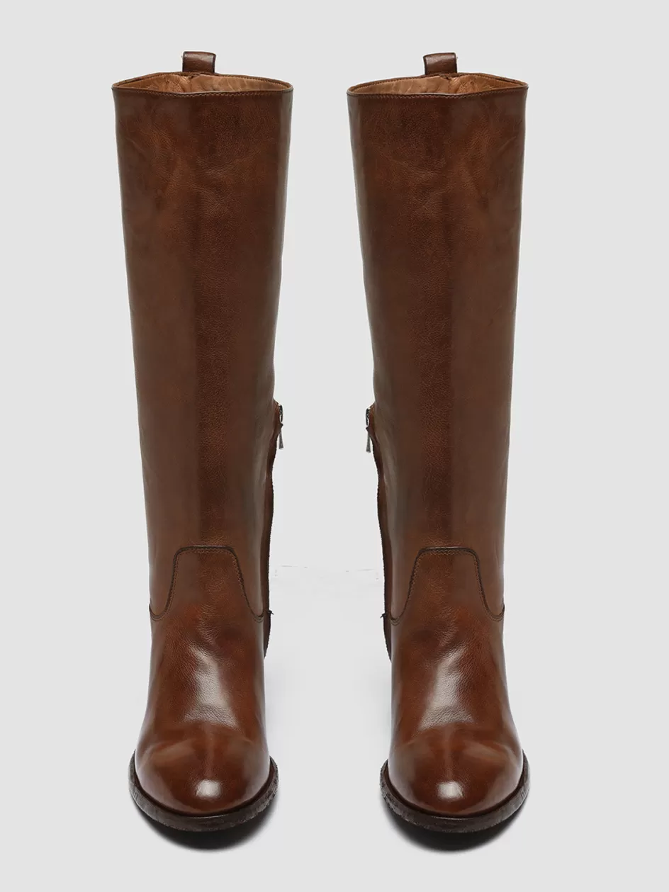 Officine Creative High Heels Booties | Boots & Booties>DENNER 116 - Brown Leather Zip Boots SAVAUGE