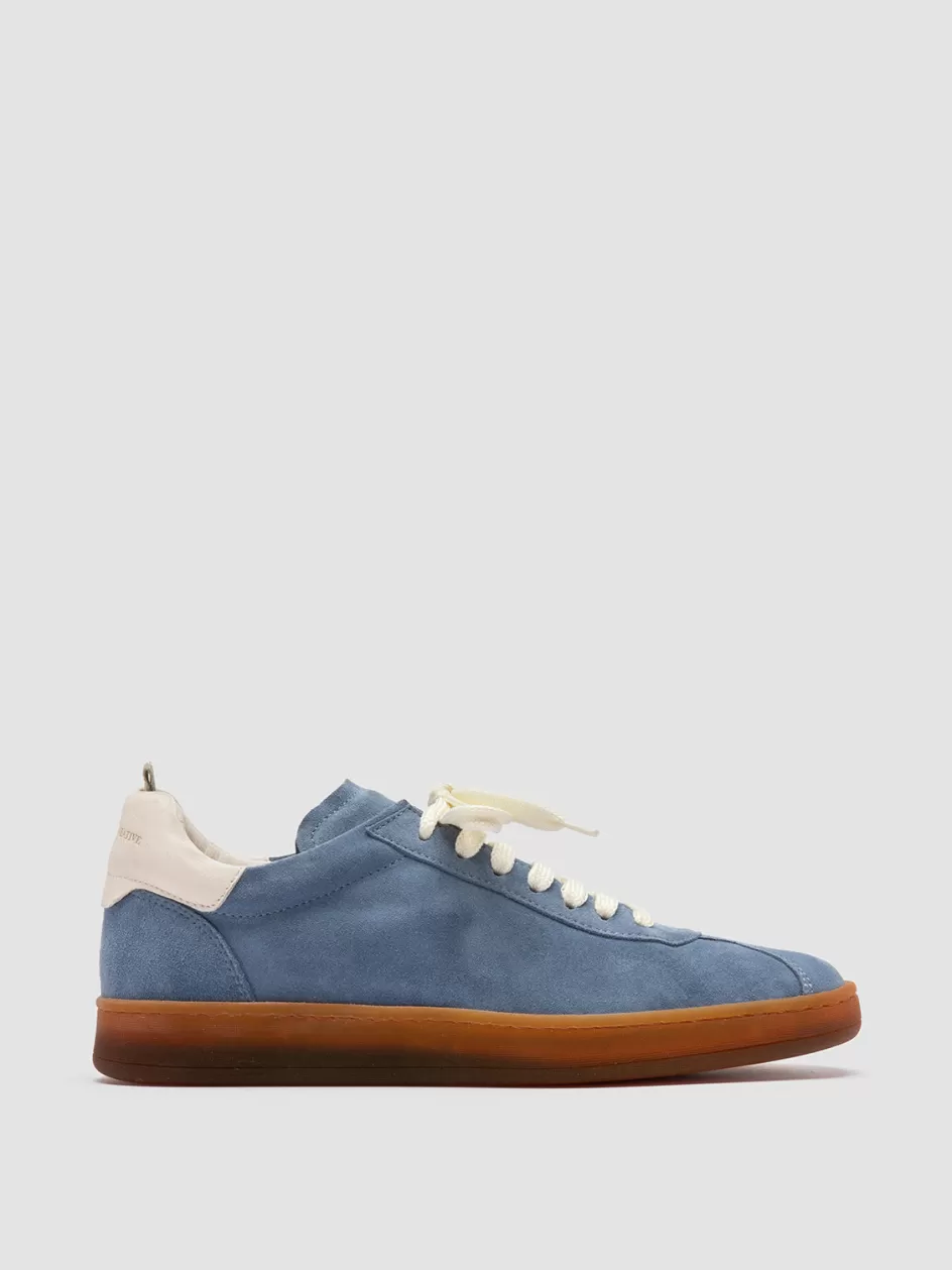 Officine Creative Suede Selection | Sustainable Sneakers>DESTINY 101 - Blue Leather And Suede Low Top Sneakers INDIGO