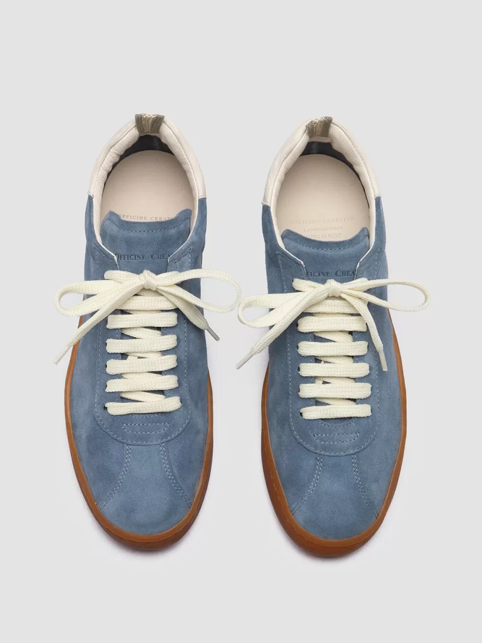 Officine Creative Suede Selection | Sustainable Sneakers>DESTINY 101 - Blue Leather And Suede Low Top Sneakers INDIGO