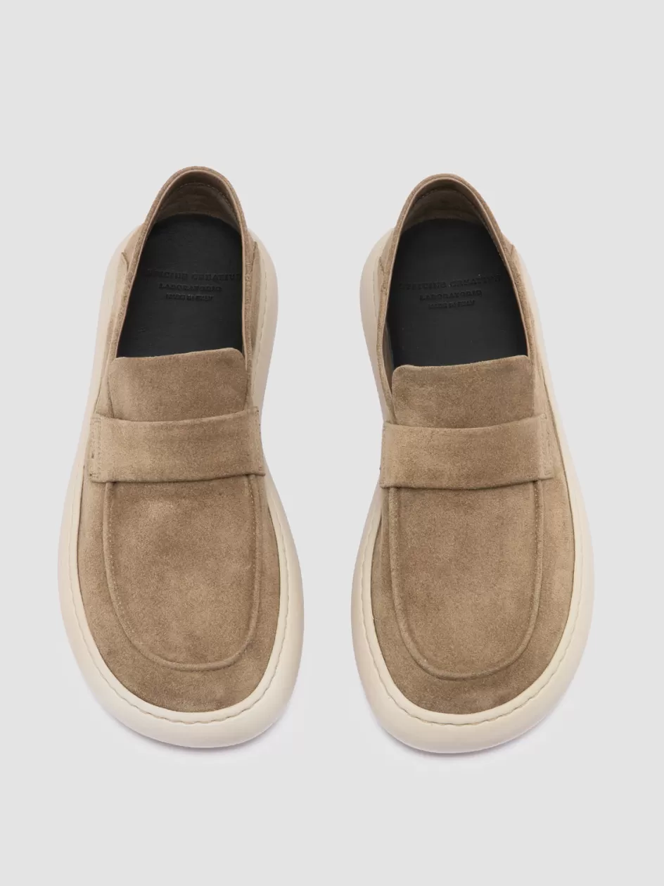 Officine Creative Suede Selection | Sneakers>DINGHY 101 - Taupe Suede Low Top Sneakers LEAD