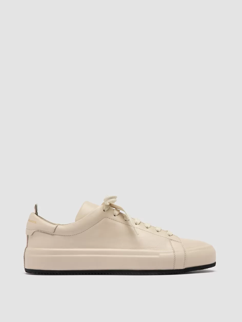 Officine Creative Sneakers>EASY 101 - Ivory Leather Low Top Sneakers TART