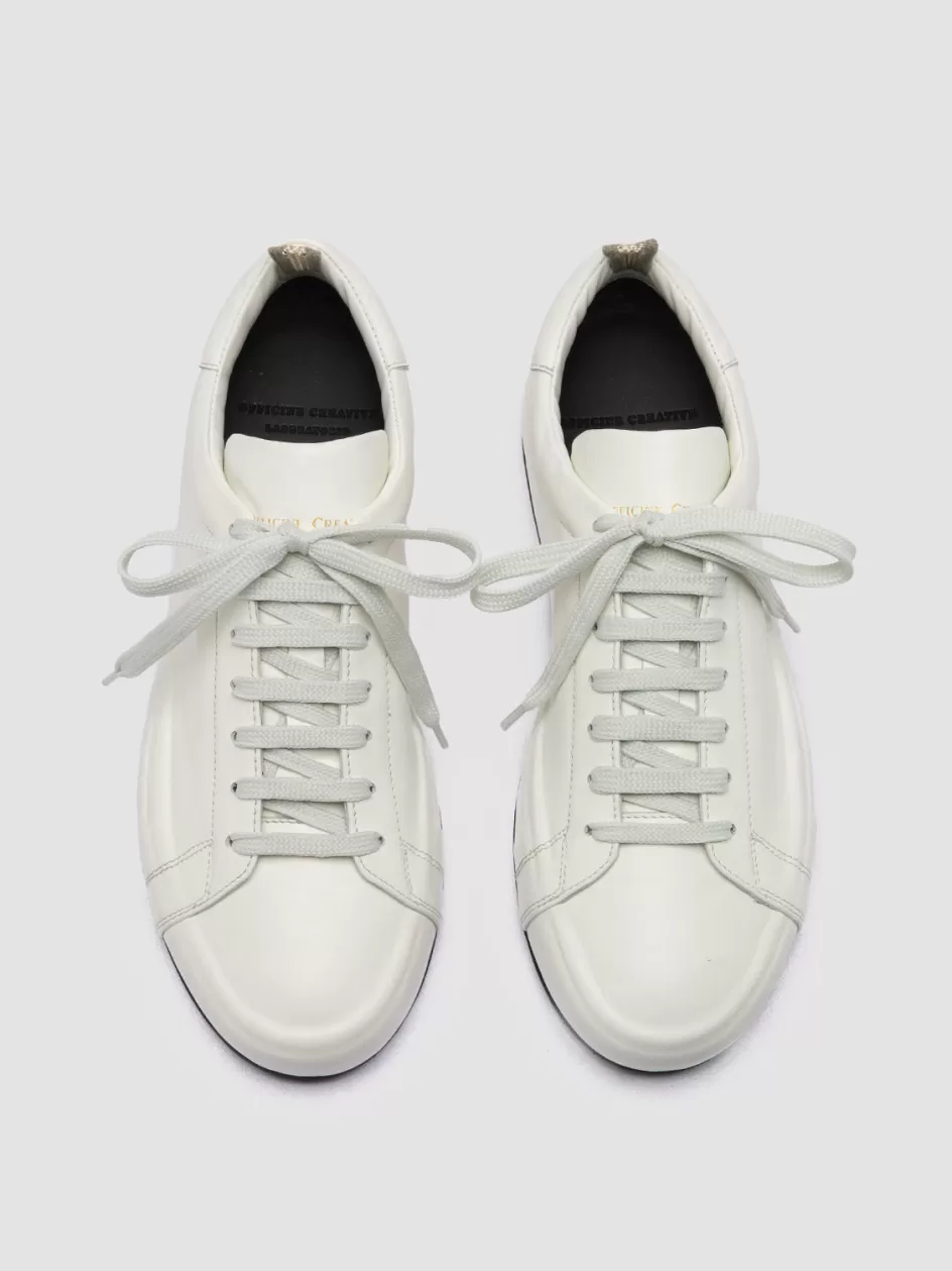 Officine Creative Sneakers>EASY 101 - White Leather Low Top Sneakers BURRO