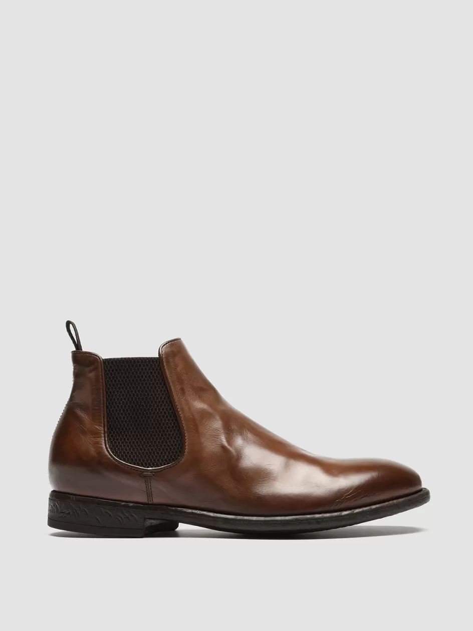 Officine Creative Ankle Boots>EMORY 012 - Brown Leather Chelsea Boots CIGAR