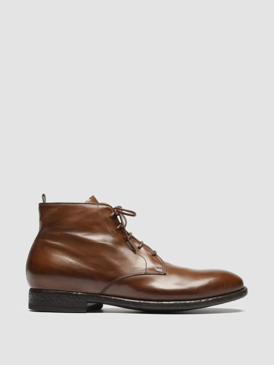 Officine Creative Ankle Boots>EMORY 023 - Brown Leather Ankle Boots CIGAR