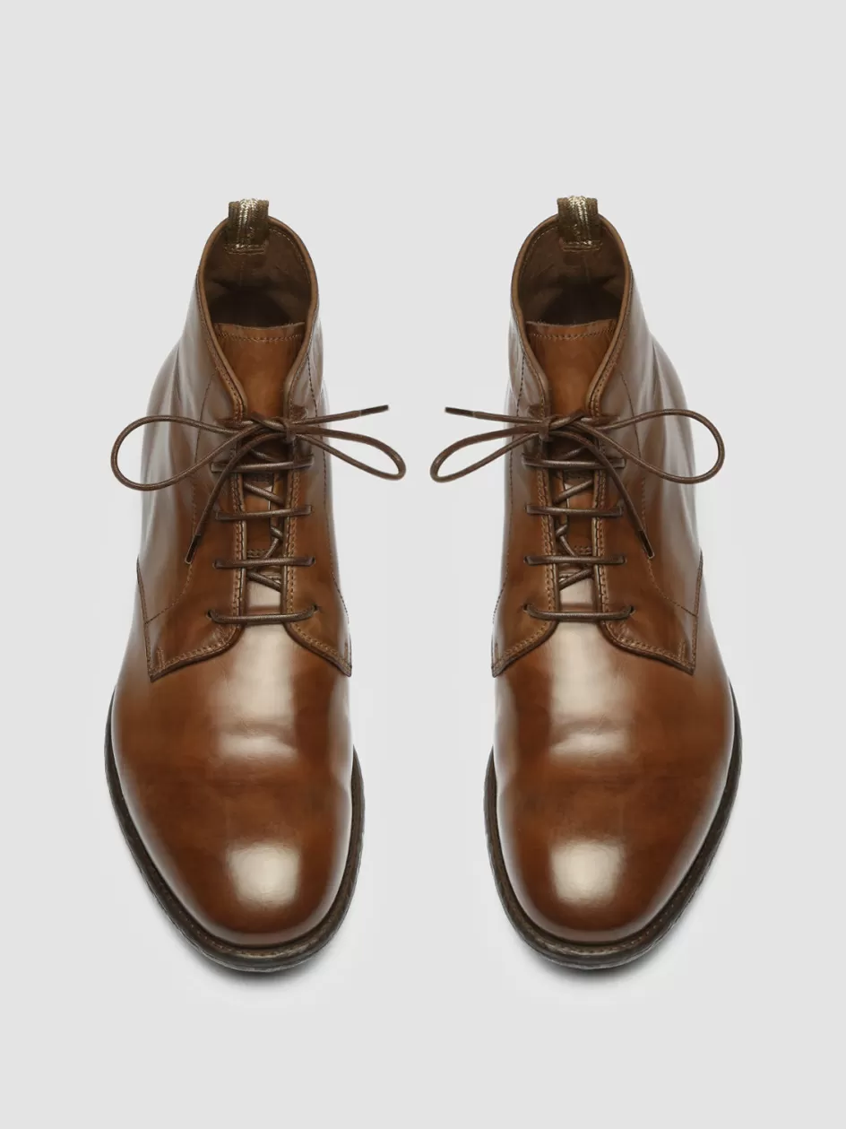 Officine Creative Ankle Boots>EMORY 023 - Brown Leather Ankle Boots CIGAR