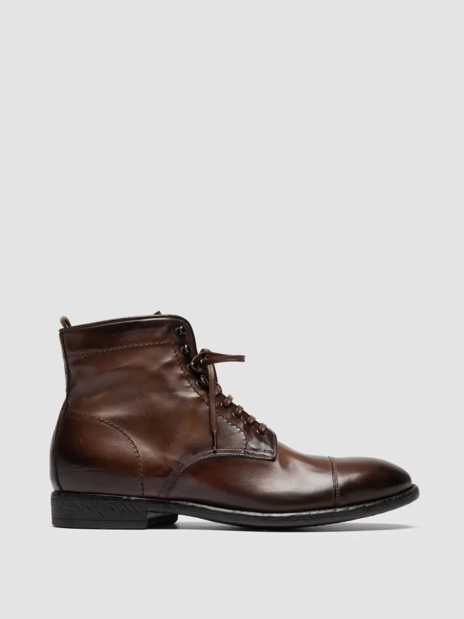 Officine Creative Ankle Boots>EMORY CAOU 014 - Light Brown Leather Boots CIGAR