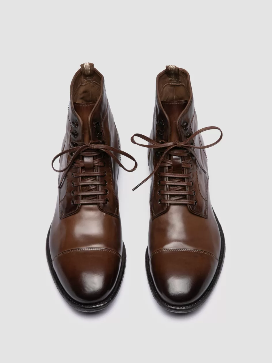 Officine Creative Ankle Boots>EMORY CAOU 014 - Light Brown Leather Boots CIGAR