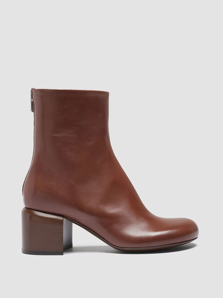 Officine Creative Boots & Booties | High Heels Booties>ETHEL 004 - Brown Nappa Leather Ankle Boots BRUNO