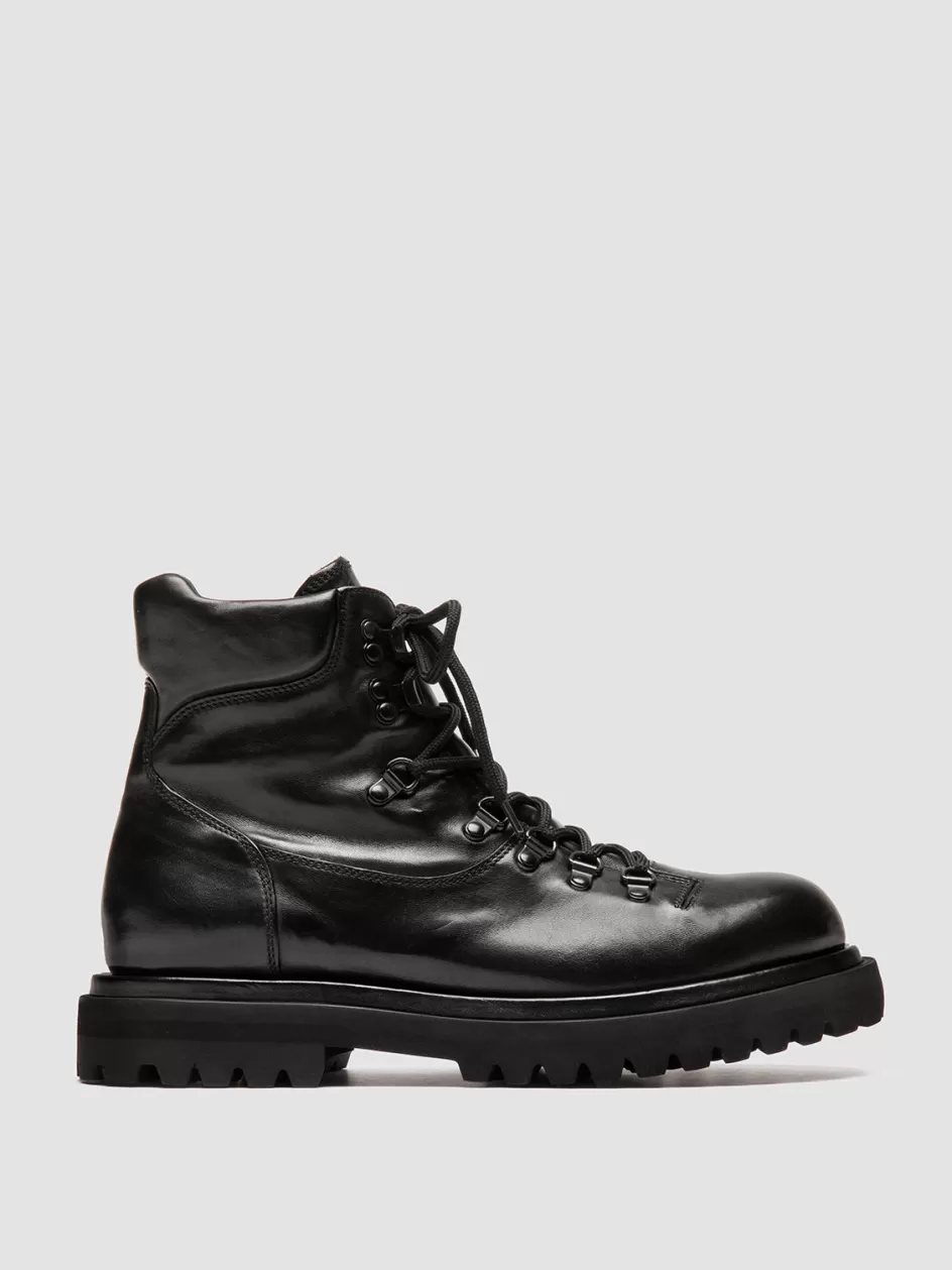 Officine Creative Ankle Boots>EVENTUAL DD 106 - Leather Lace-up Boots BLACK