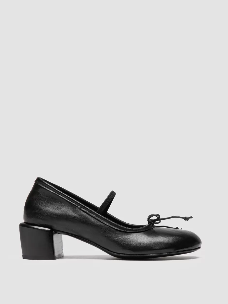 Officine Creative Dress Shoes>FLORE 001 - Black Leather Ballerina Shoes NERO                                              