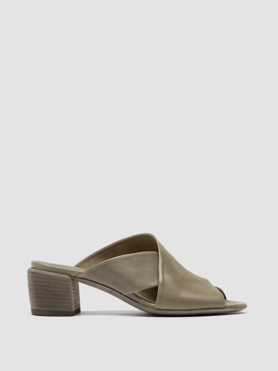 Officine Creative Icons | Sandals>HADRY 007 - Green Leather Slide Sandals ELMWOOD