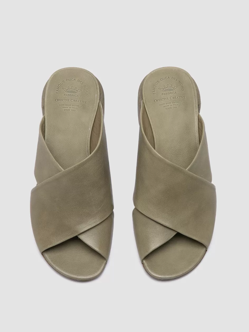 Officine Creative Icons | Sandals>HADRY 007 - Green Leather Slide Sandals ELMWOOD