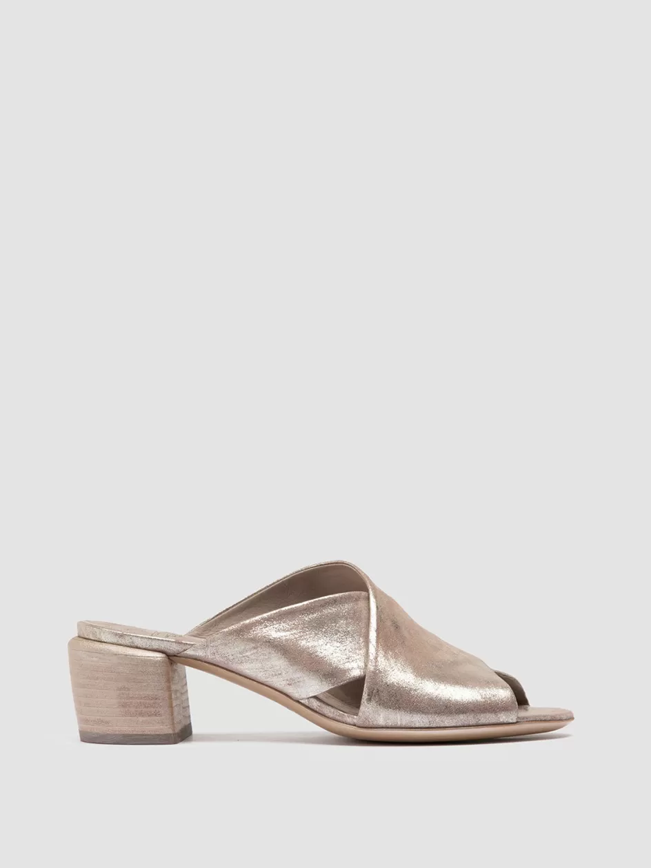 Officine Creative Icons | Sandals>HADRY 007 - Taupe Leather Slide Sandals PLATINUM