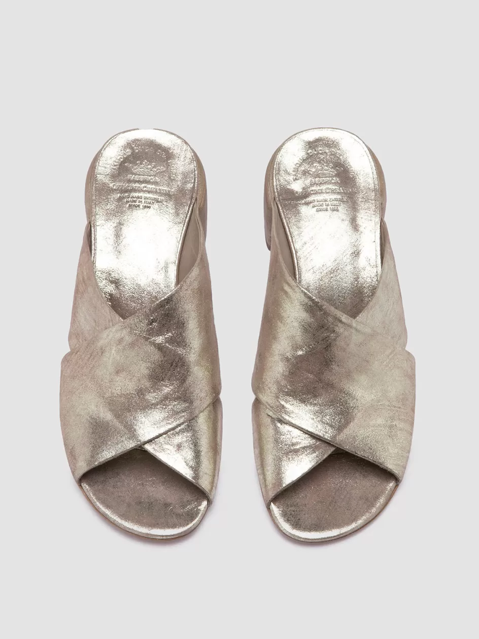 Officine Creative Icons | Sandals>HADRY 007 - Taupe Leather Slide Sandals PLATINUM