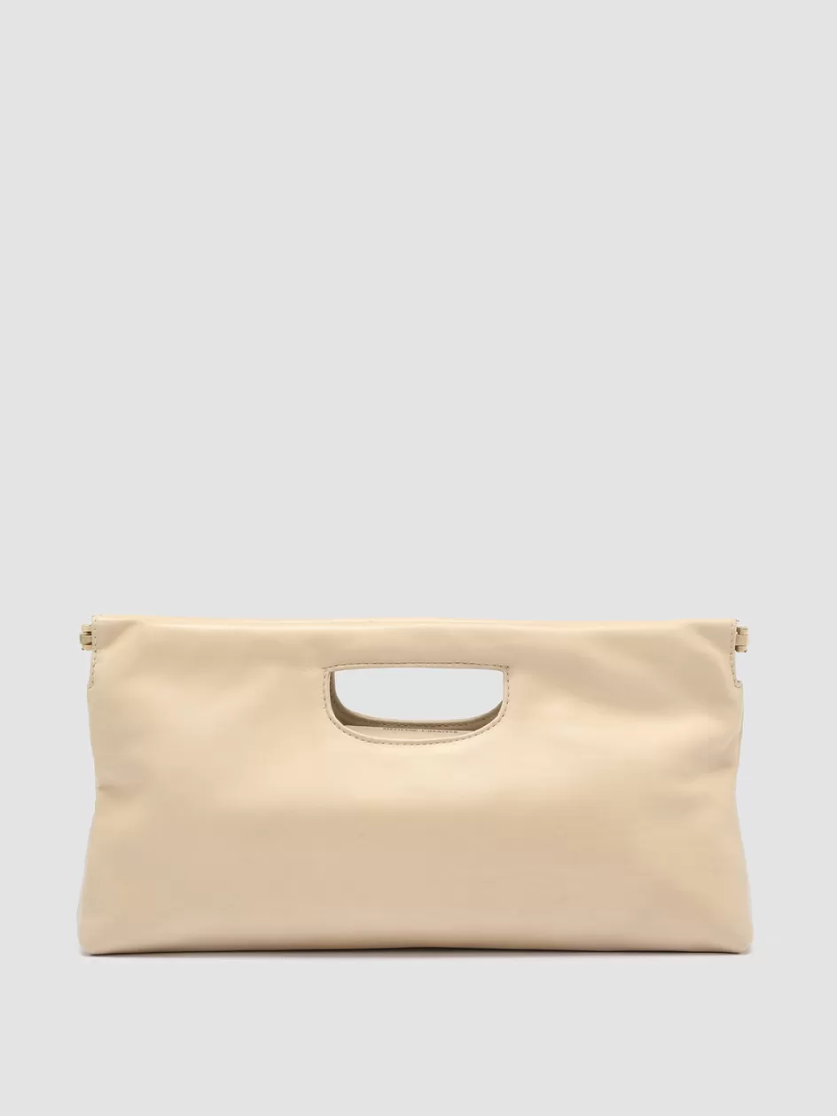 Officine Creative Bags>HELEN 024 - Leather Clutch Bag IVORY