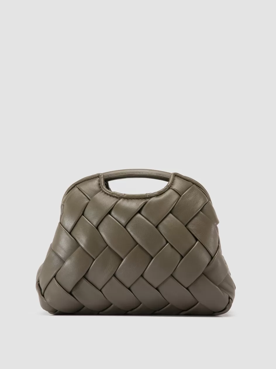 Officine Creative Woven Leather Selection | Bags>HELEN 12 Plug - Green Woven Leather Clutch Bag CONIFERA