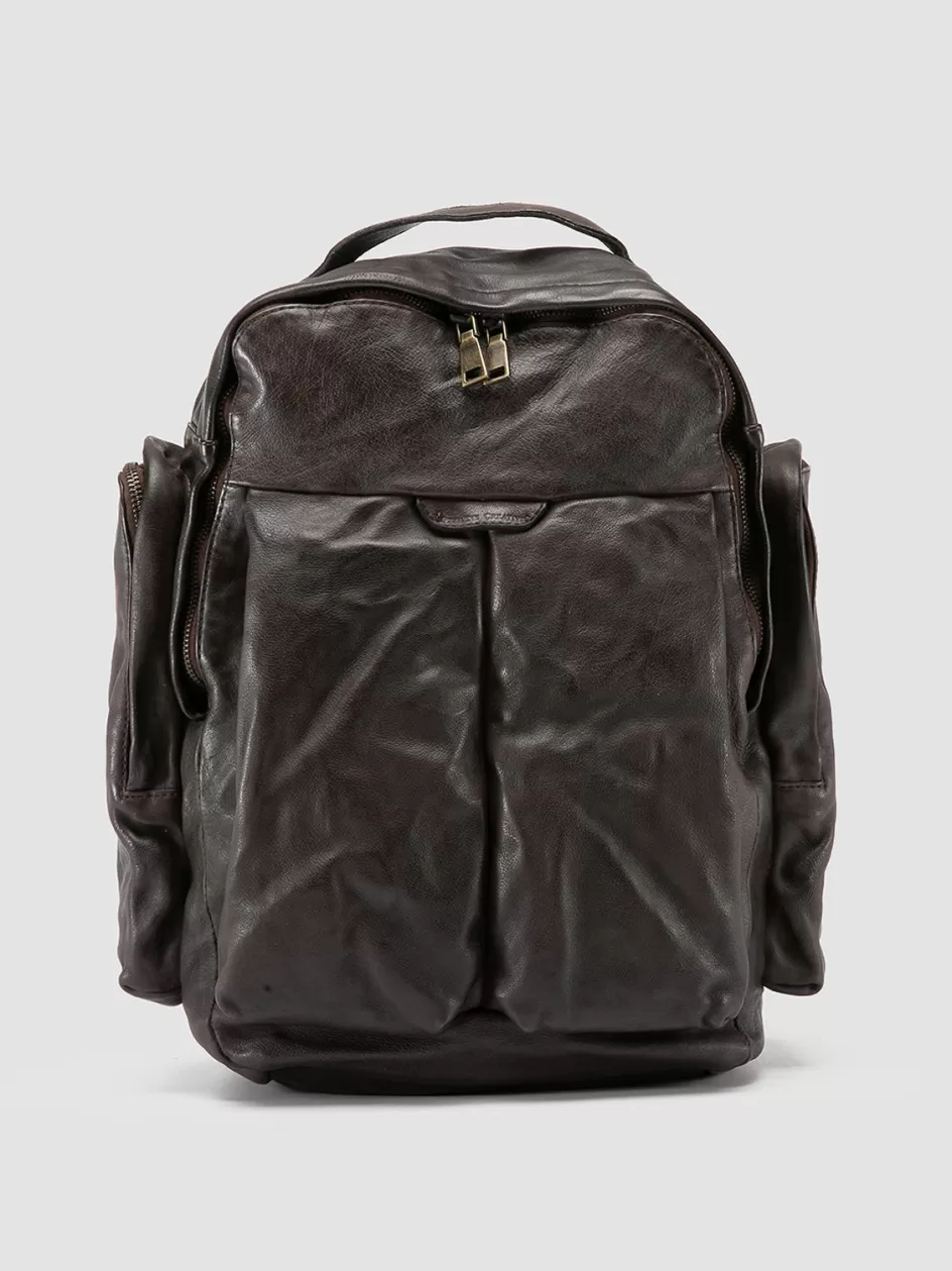 Officine Creative Backpacks | Backpacks>HELMET 042 - Brown Leather Backpack EBANO