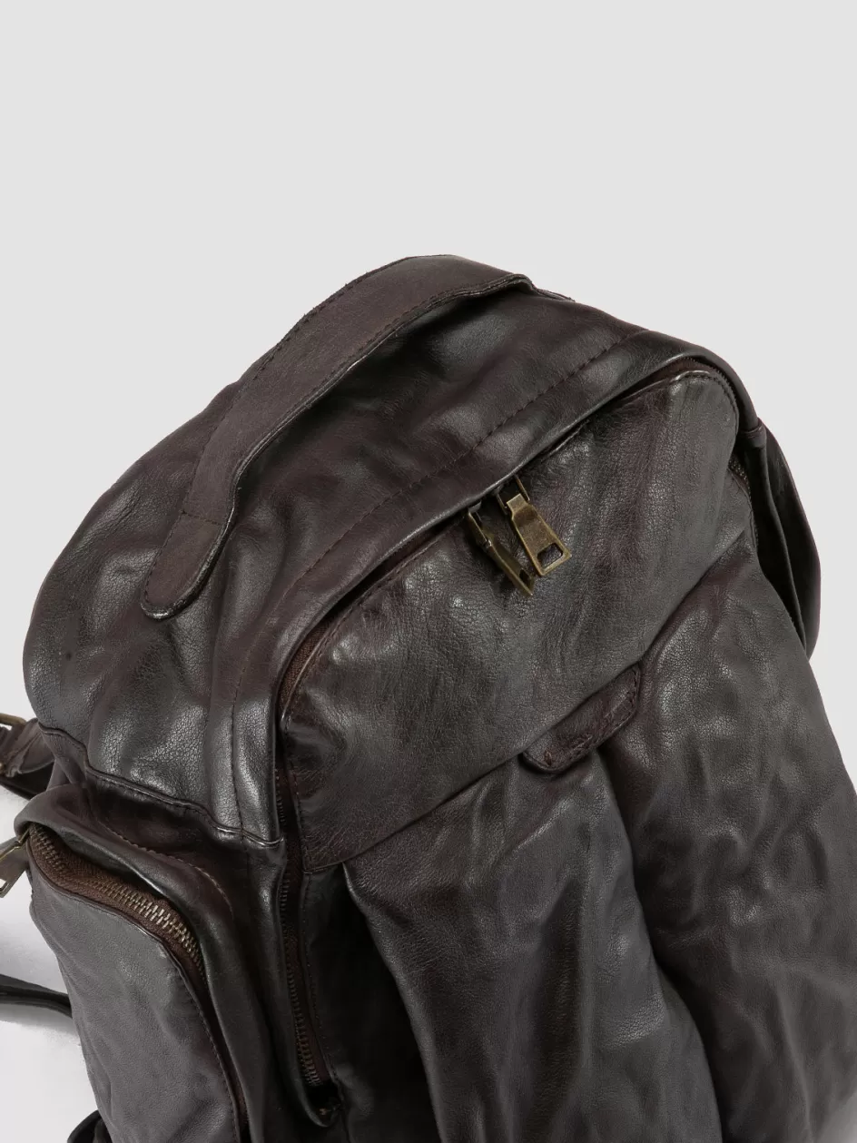 Officine Creative Backpacks | Backpacks>HELMET 042 - Brown Leather Backpack EBANO