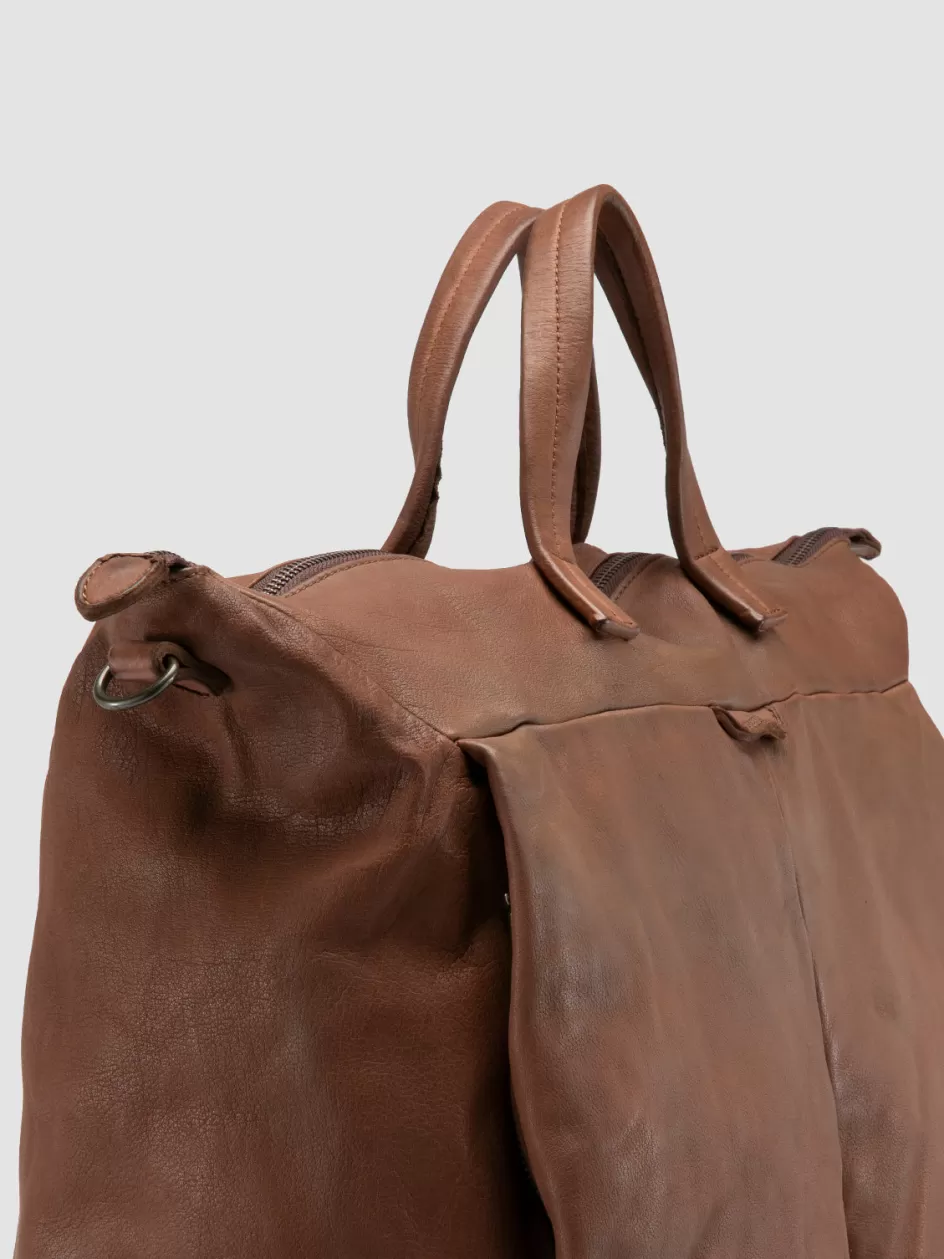 Officine Creative Icons | Bags>HELMET 044 - Brown Leather Weekender LIGHT BROWN