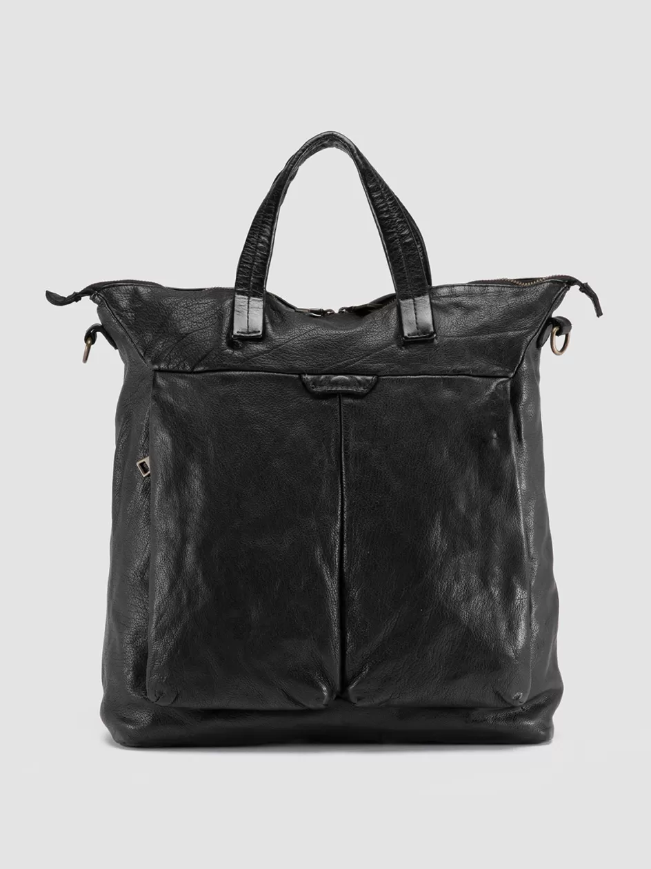 Officine Creative Bags>HELMET 045 - Leather Tote Bag BLACK