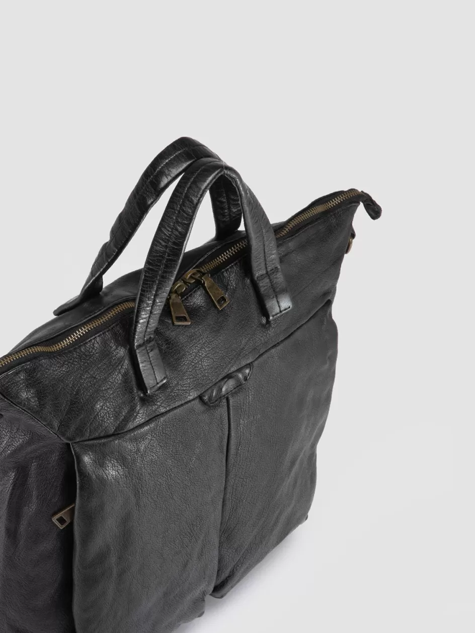 Officine Creative Bags>HELMET 045 - Leather Tote Bag BLACK