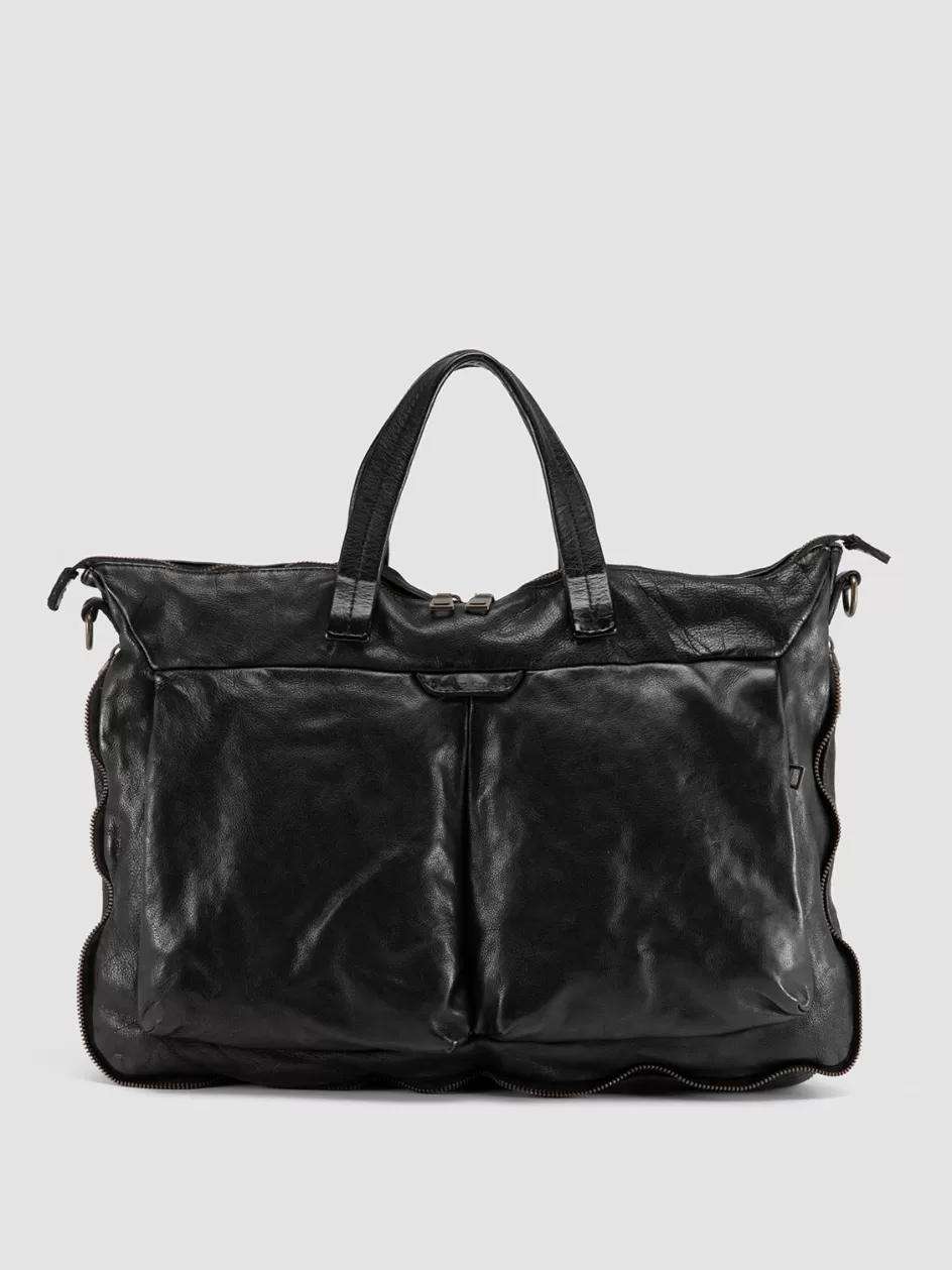 Officine Creative Bags>HELMET 046 - Leather Briefcase BLACK