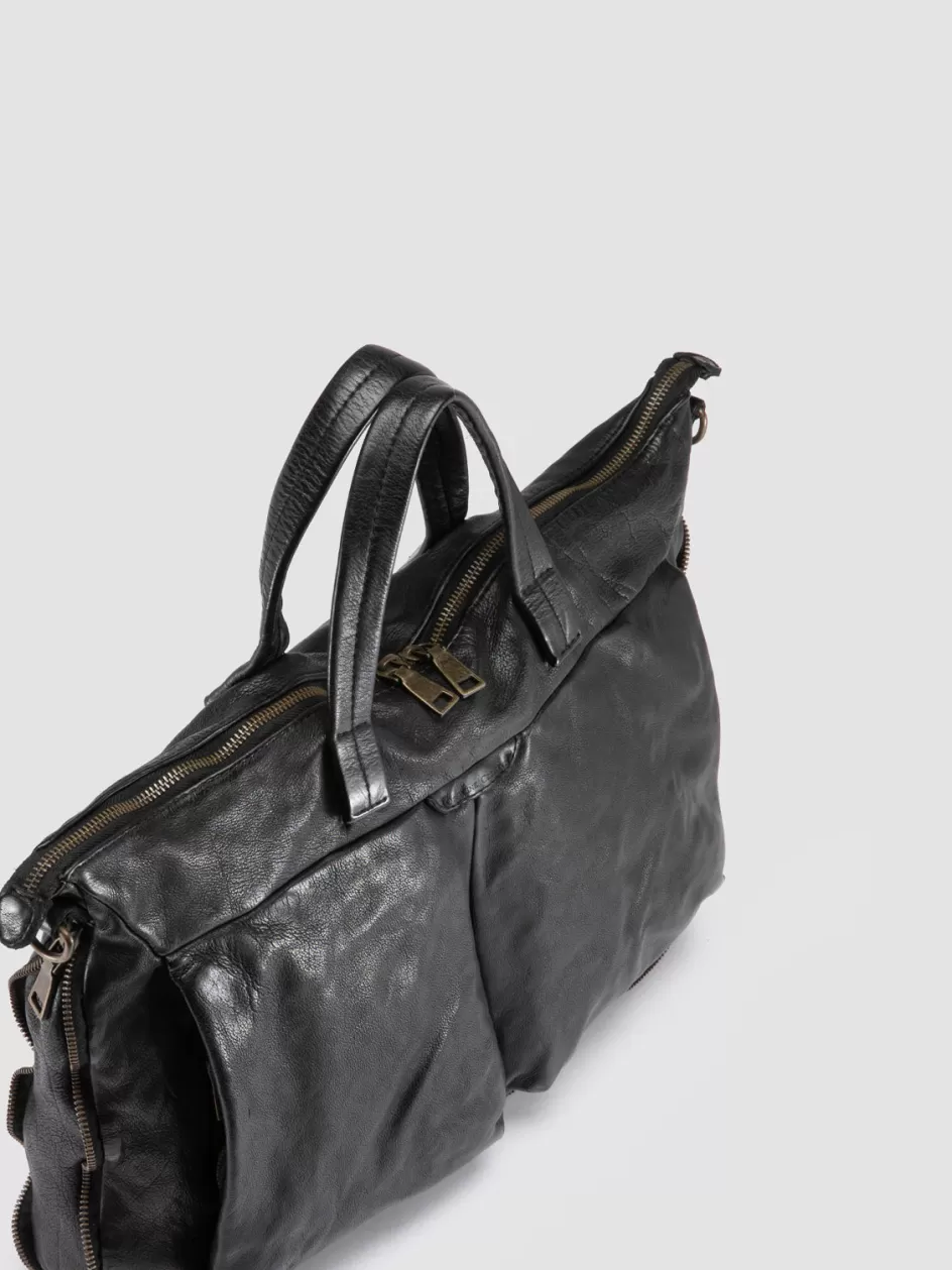 Officine Creative Bags>HELMET 046 - Leather Briefcase BLACK