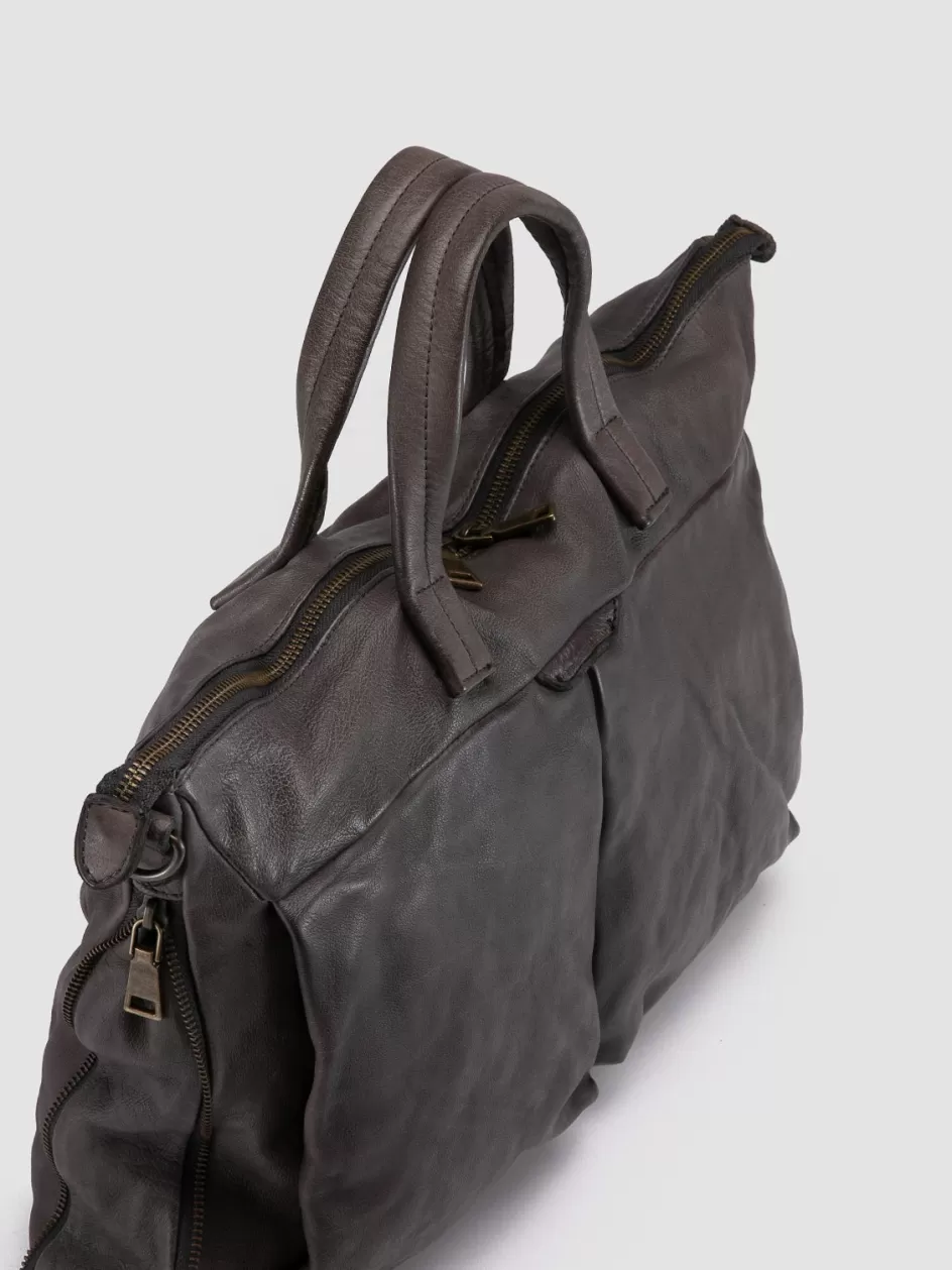 Officine Creative Icons | Bags>HELMET 046 - Leather Briefcase GREY