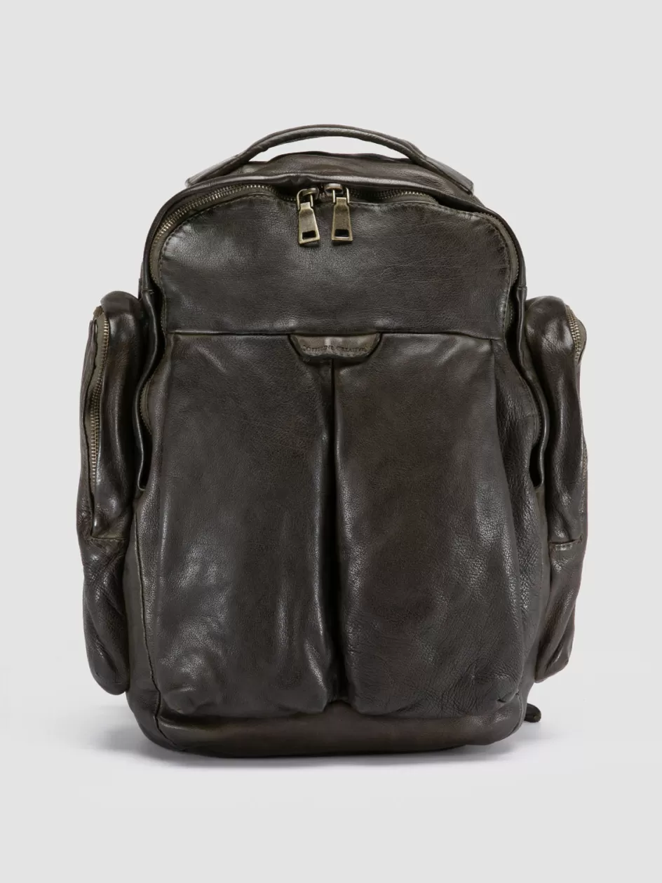 Officine Creative Icons | Backpacks>HELMET 047 - Leather Backpack GREEN