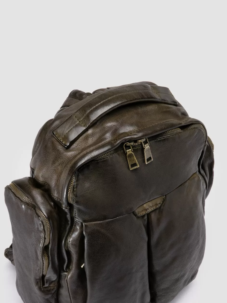 Officine Creative Icons | Backpacks>HELMET 047 - Leather Backpack GREEN