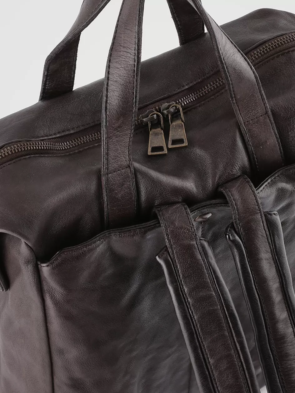 Officine Creative Backpacks | Backpacks>HELMET 28 - Brown Leather Backpack EBANO