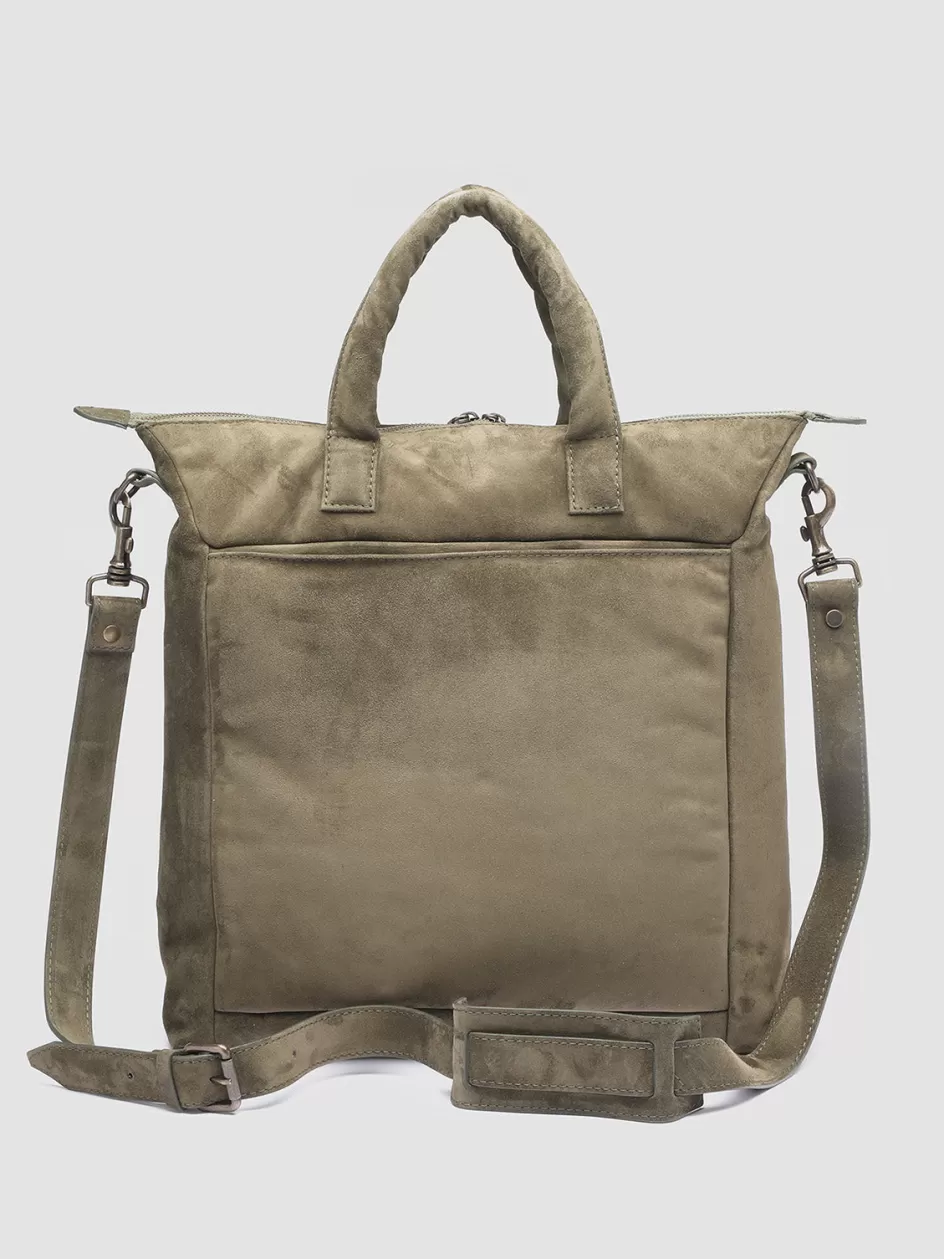 Officine Creative Bags>HELMET 32 - Suede Tote Bag GREEN