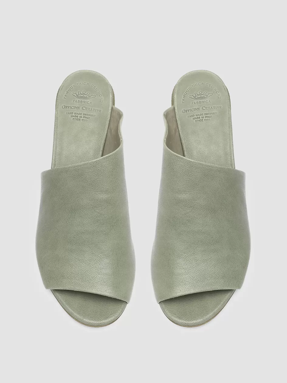 Officine Creative Sandals | Mules>HELYETTE 016 - Leather Mules GREEN