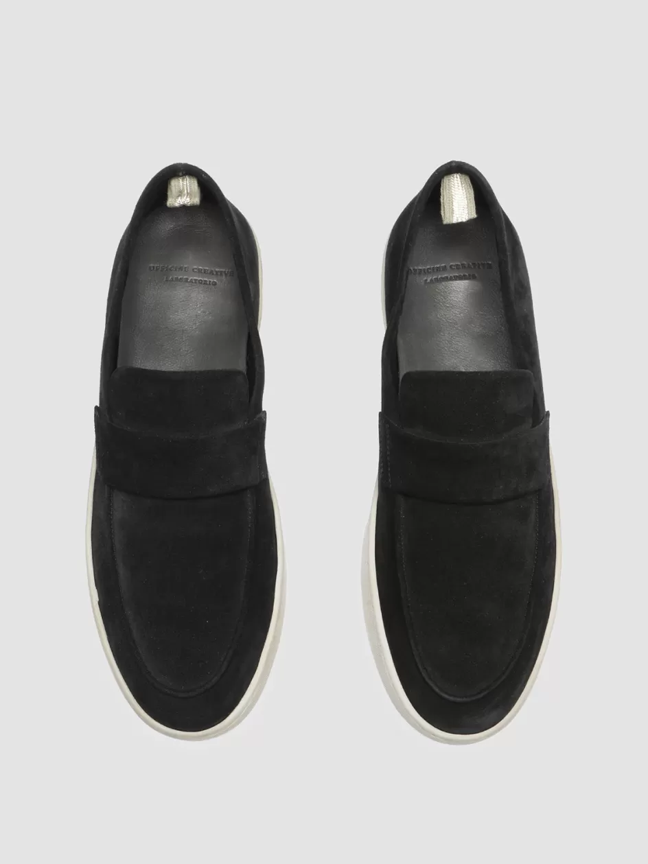 Officine Creative Sustainable Sneakers | Loafers>HERBIE 001 - Suede Penny Loafers BLACK