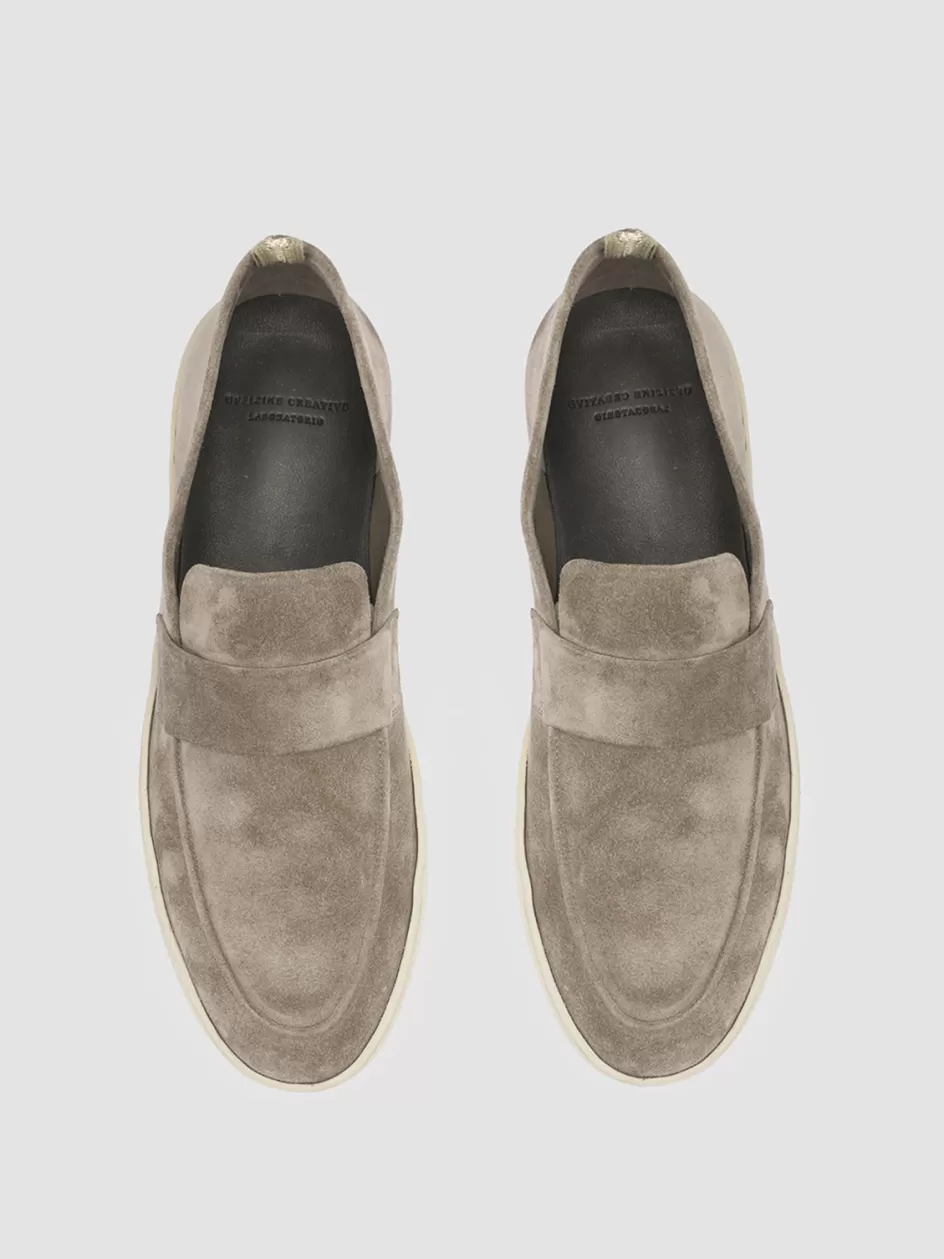 Officine Creative Sustainable Sneakers | Loafers>HERBIE 001 - Taupe Suede Penny Loafers QUARZO