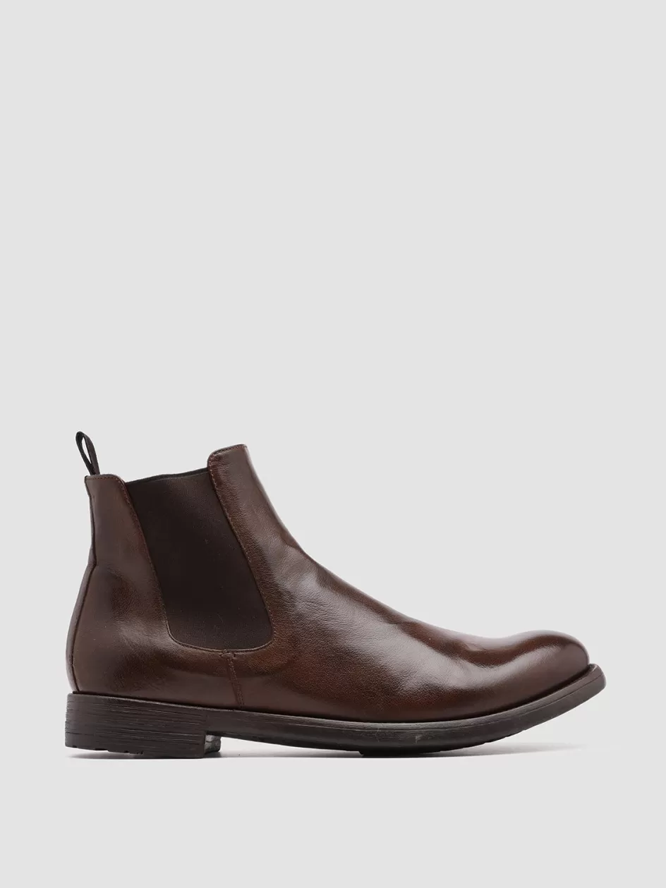 Officine Creative Ankle Boots>HIVE 007 - Brown Leather Chelsea Boots CIGAR