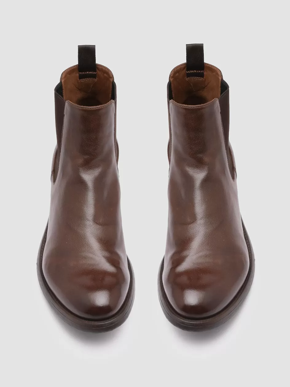 Officine Creative Ankle Boots>HIVE 007 - Brown Leather Chelsea Boots CIGAR